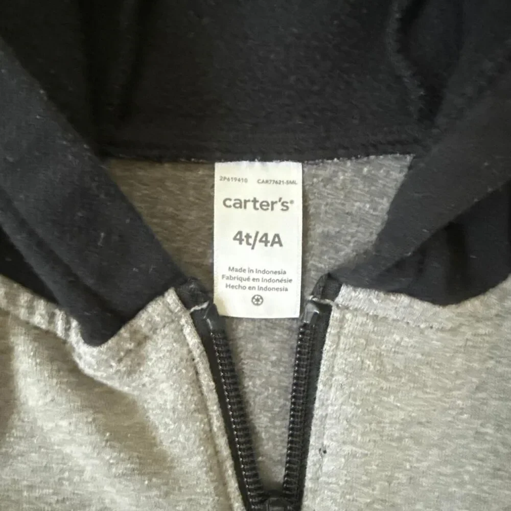 Carter’s Boys Size 4T Gray & Black Full-Zip Hoodie